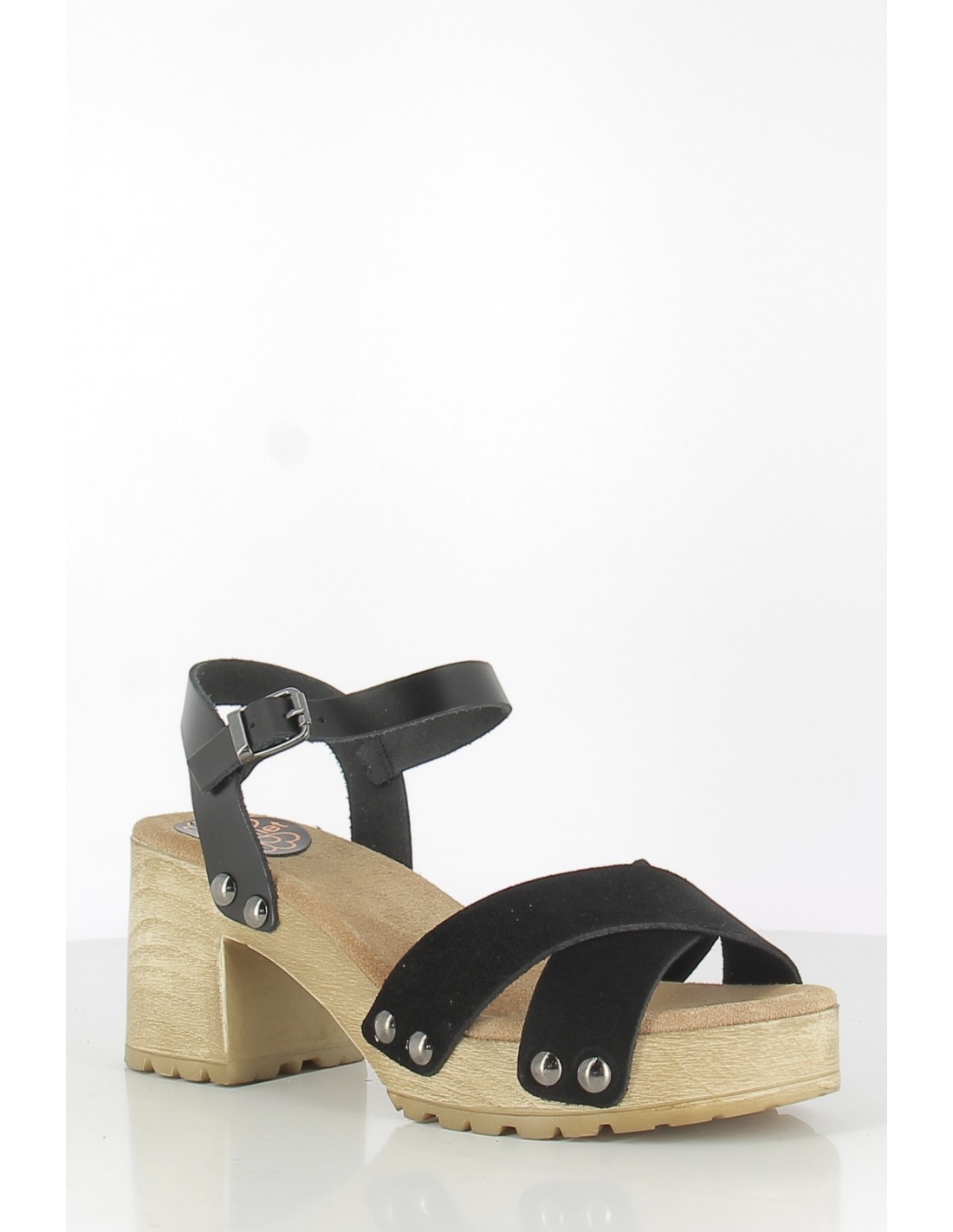 porronet Sandales à talons femme Salma cuir noir