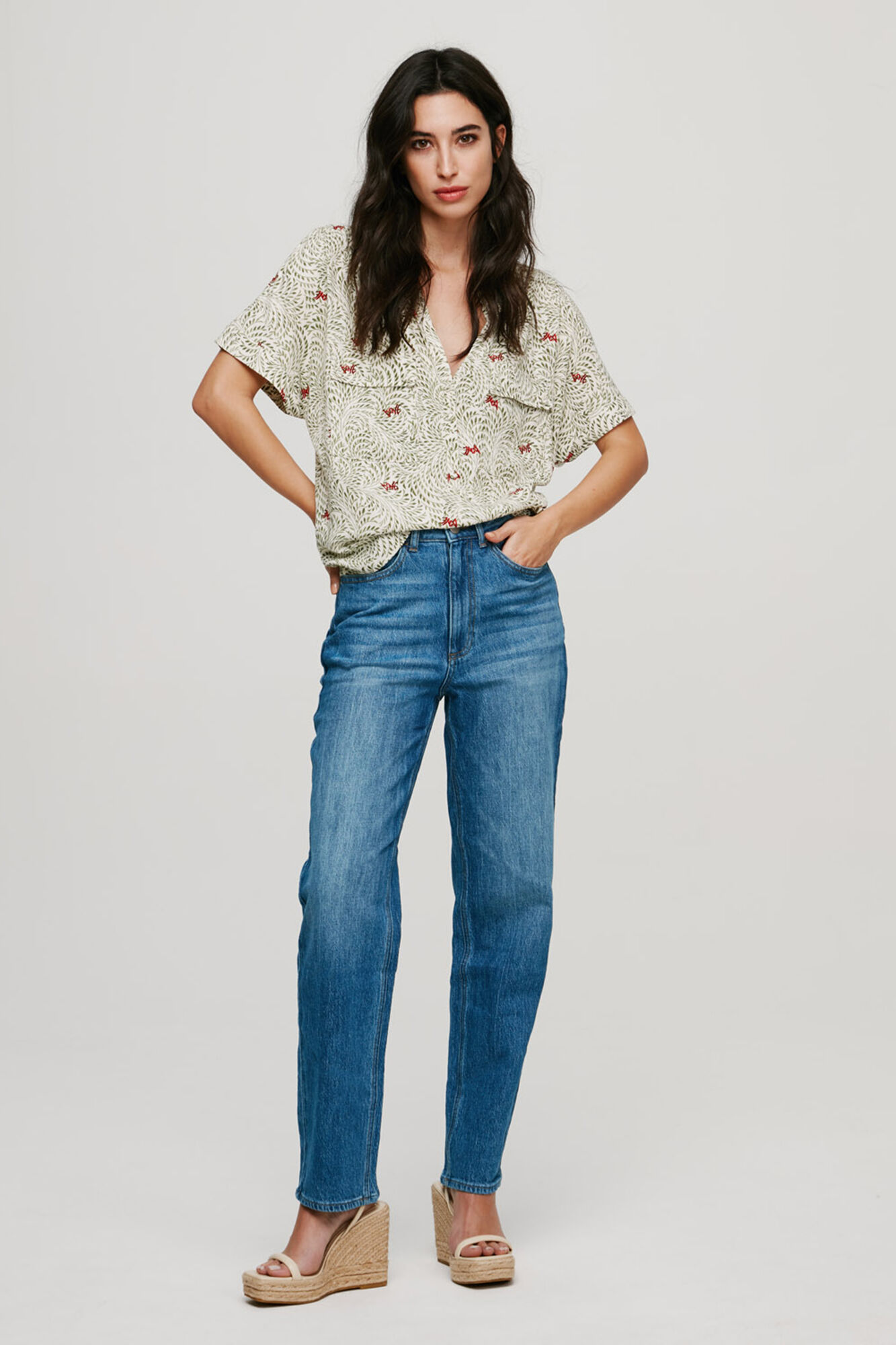 Blusa de manga curta - Cinza