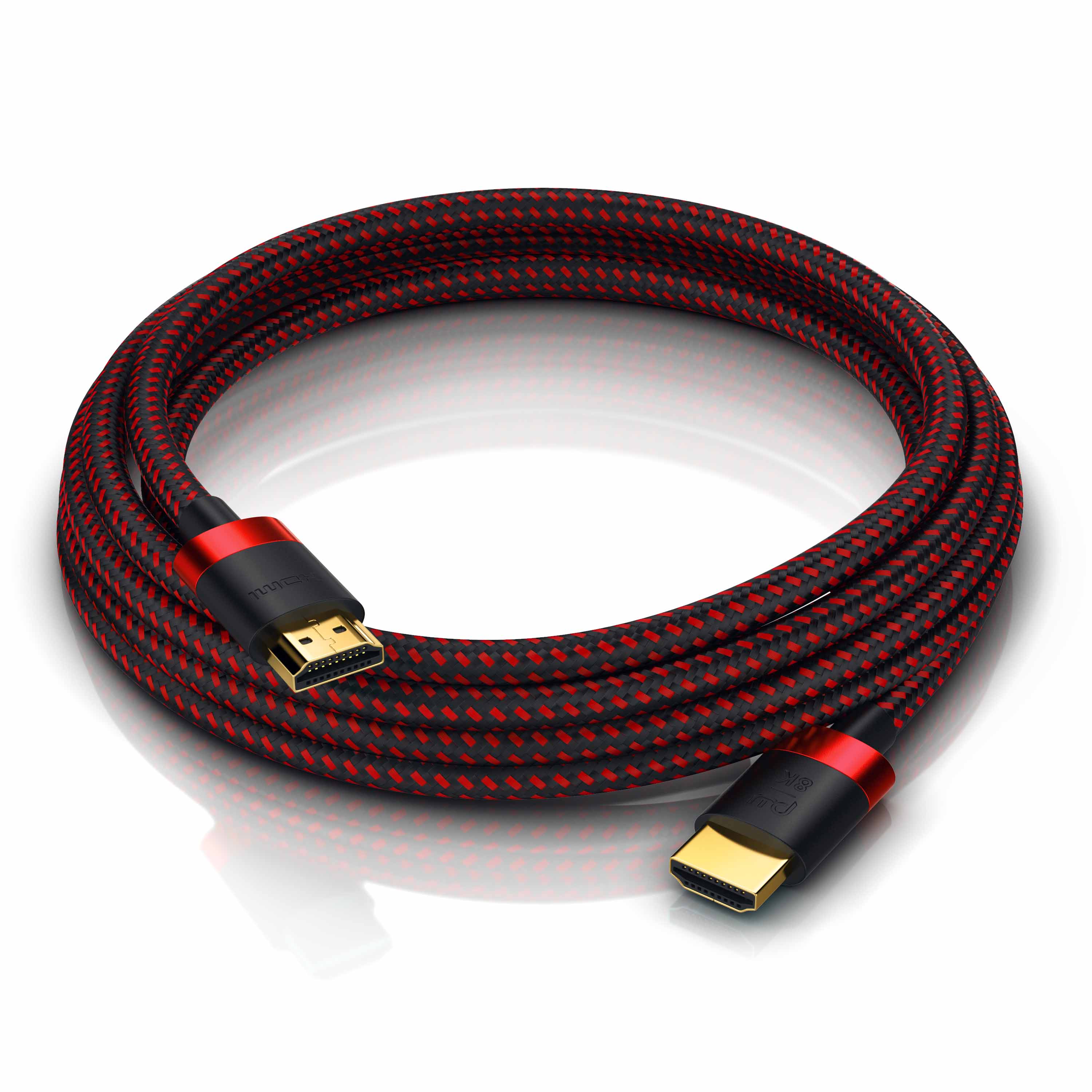 Primewire - 0,25m High Speed 8K HDMI Kabel 2.1 Ethernet ARC 3D 4K Ultra HD 7680x4320 @ 120 Hz PS4 360 TV OLED PC Laptop Beamer Monitor - Schwarz/Rot