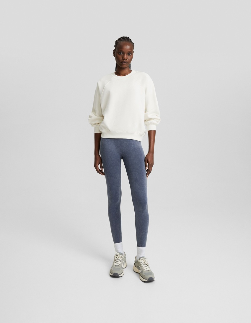 Leggings sem costura com efeito desbotado