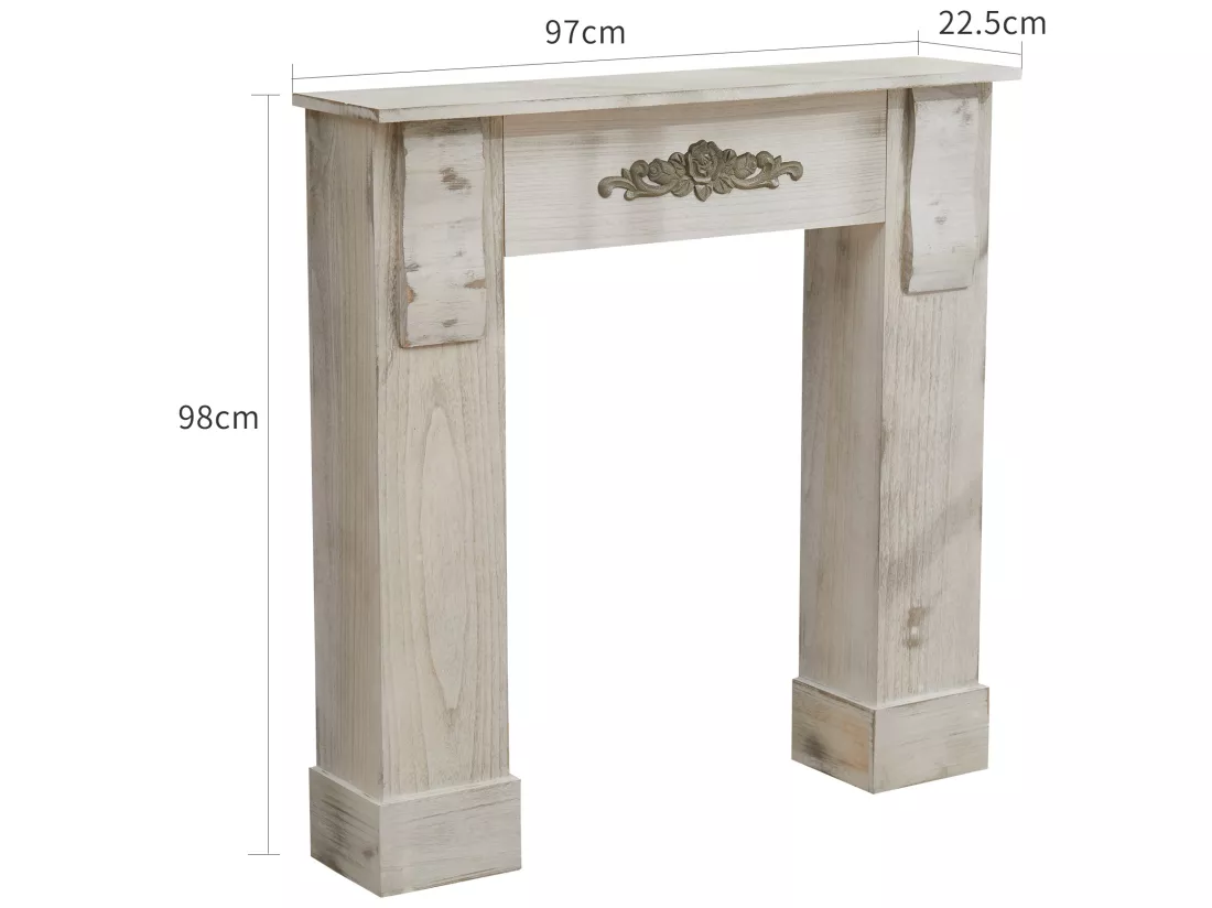 Manteau Cheminée Décorative Bois Gris Retro 98,5x96,5x22,5