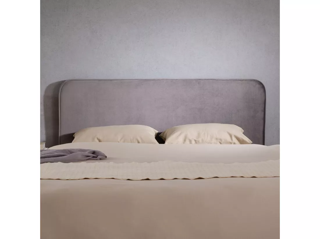 Tête de lit CELIA 120, En tissu rembourré, Fixation murale Design arrondi moderne, Pour lit 120 cm ou moins, Gris