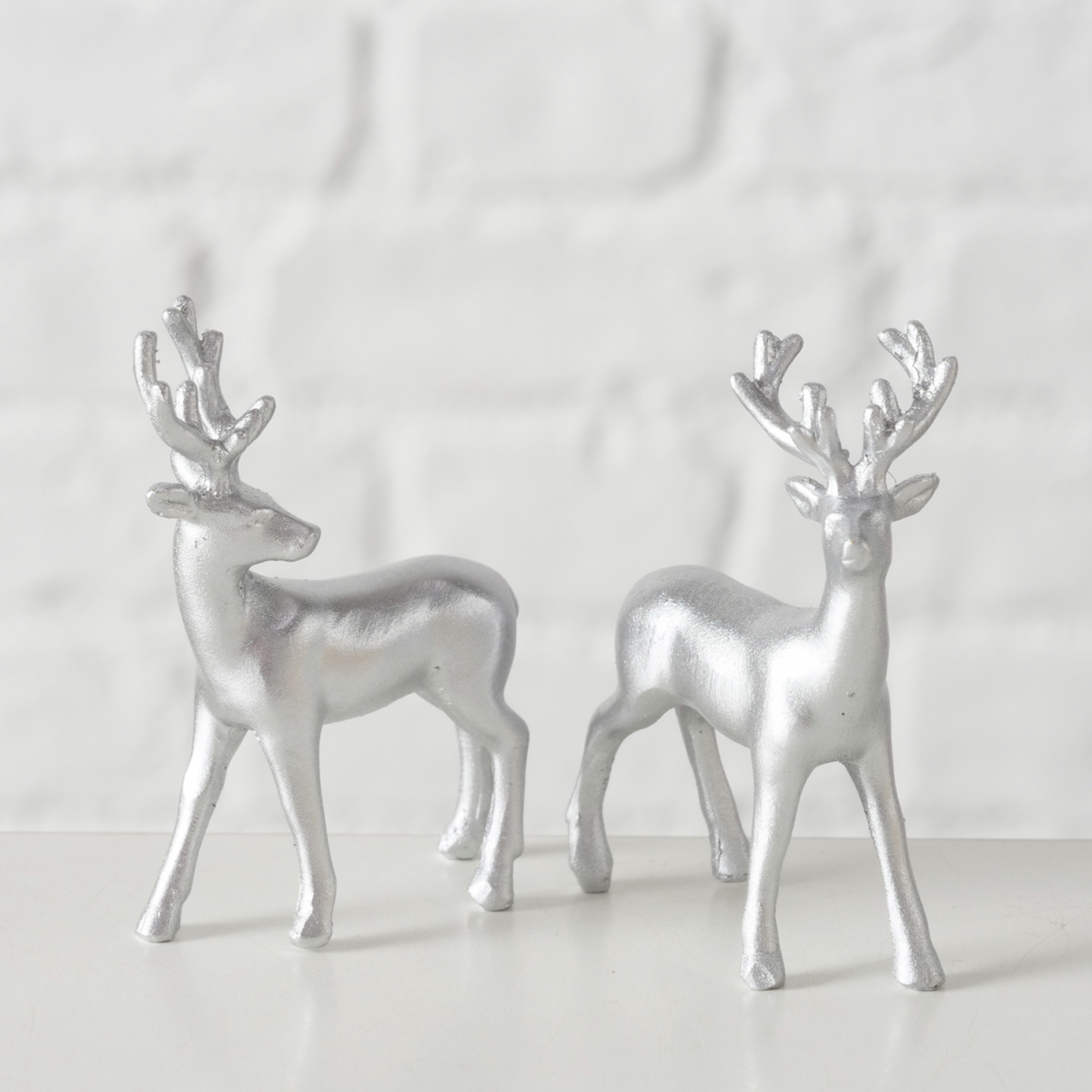 Dekofigur Hirsch - silber - 2-fach sortiert