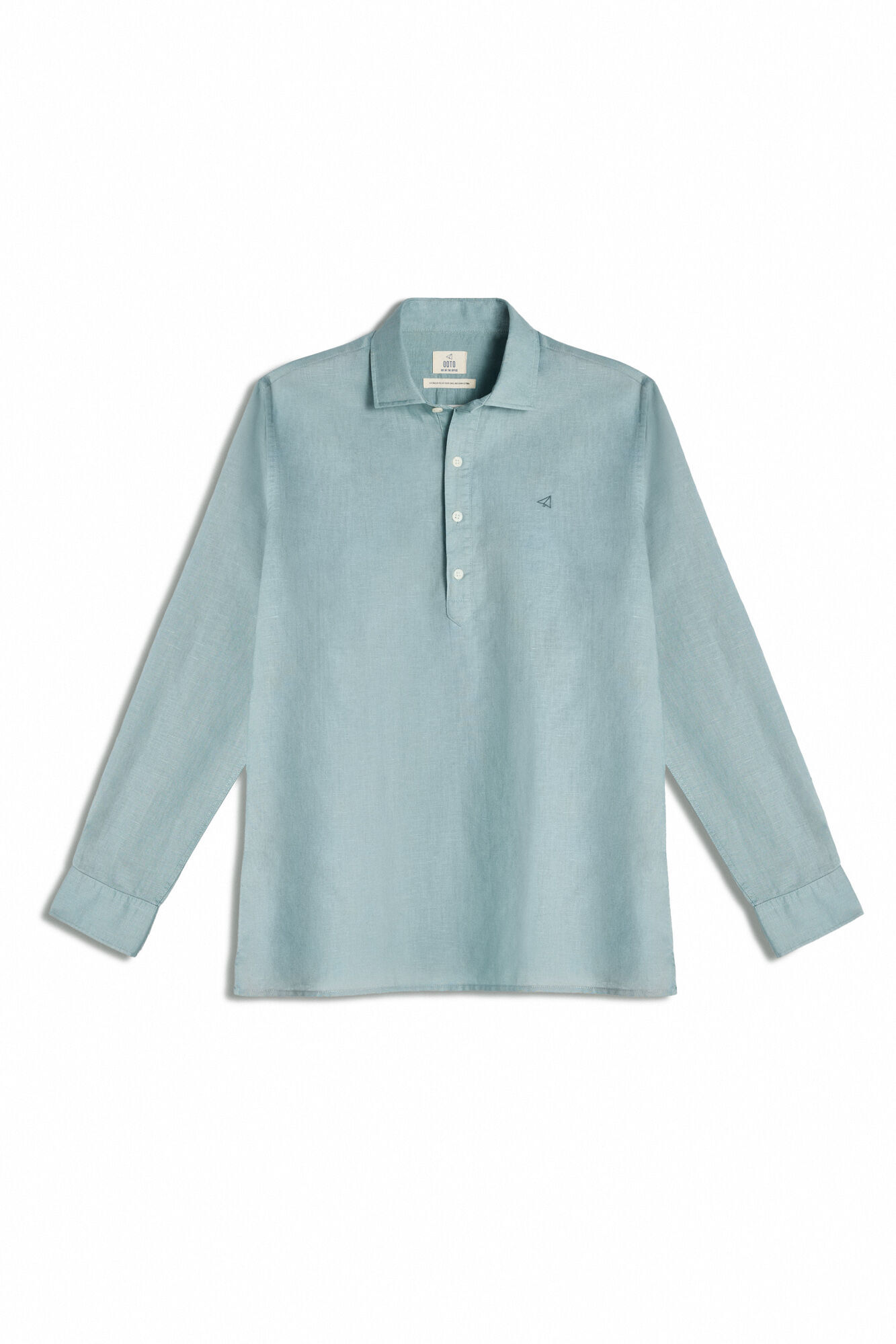 Camisa polo de linho de manga comprida - Verde