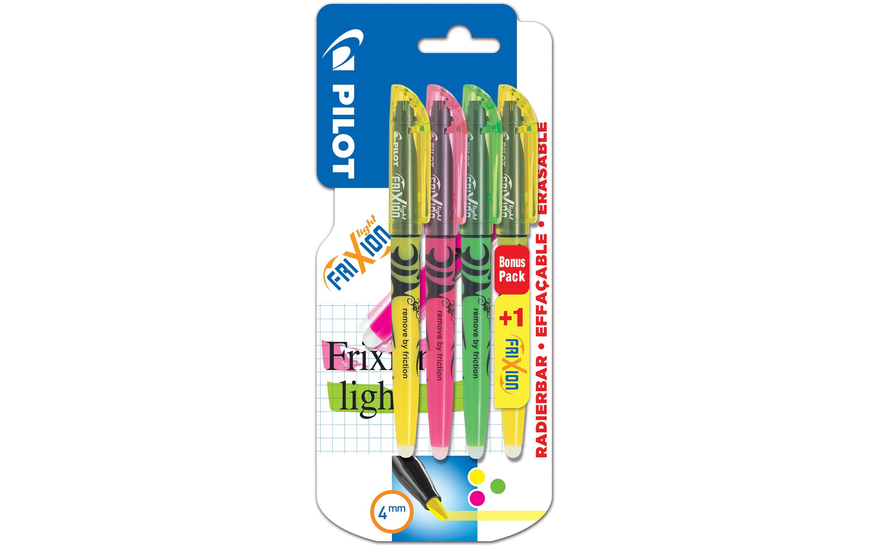 Textmarker FriXion Light 4 Stück, Gelb/Grün/PinkRadierbare Leuchstifte in Neonfarben