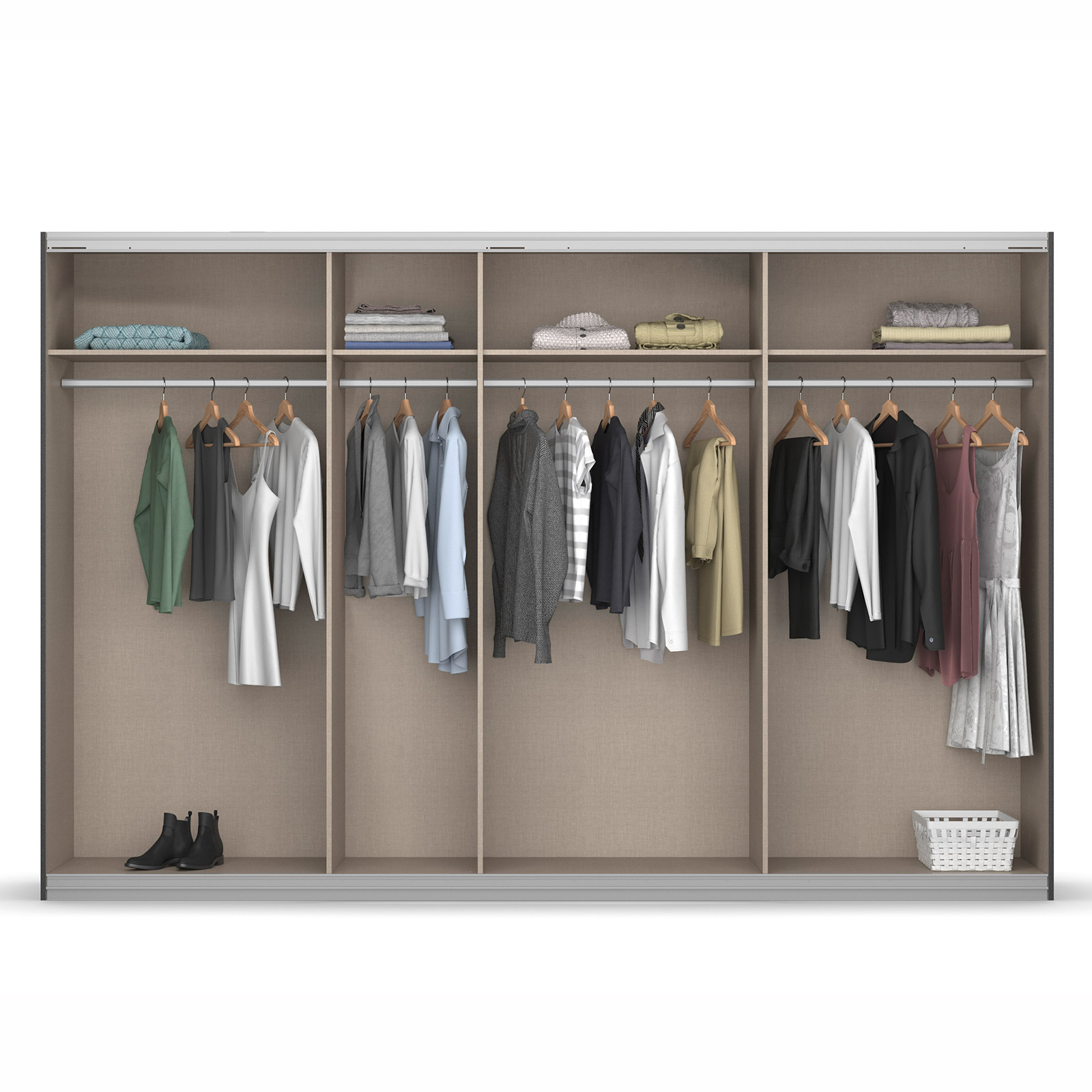 Schwebetürenschrank - weiß Hochglanz - 315 cm
