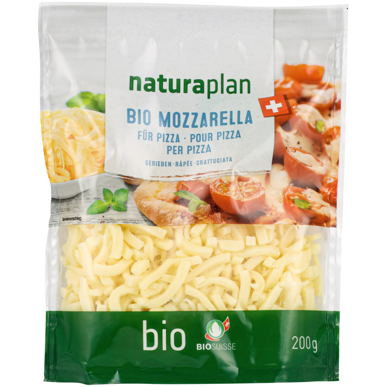 Naturaplan Bio Pizza-Mozzarella gerieben