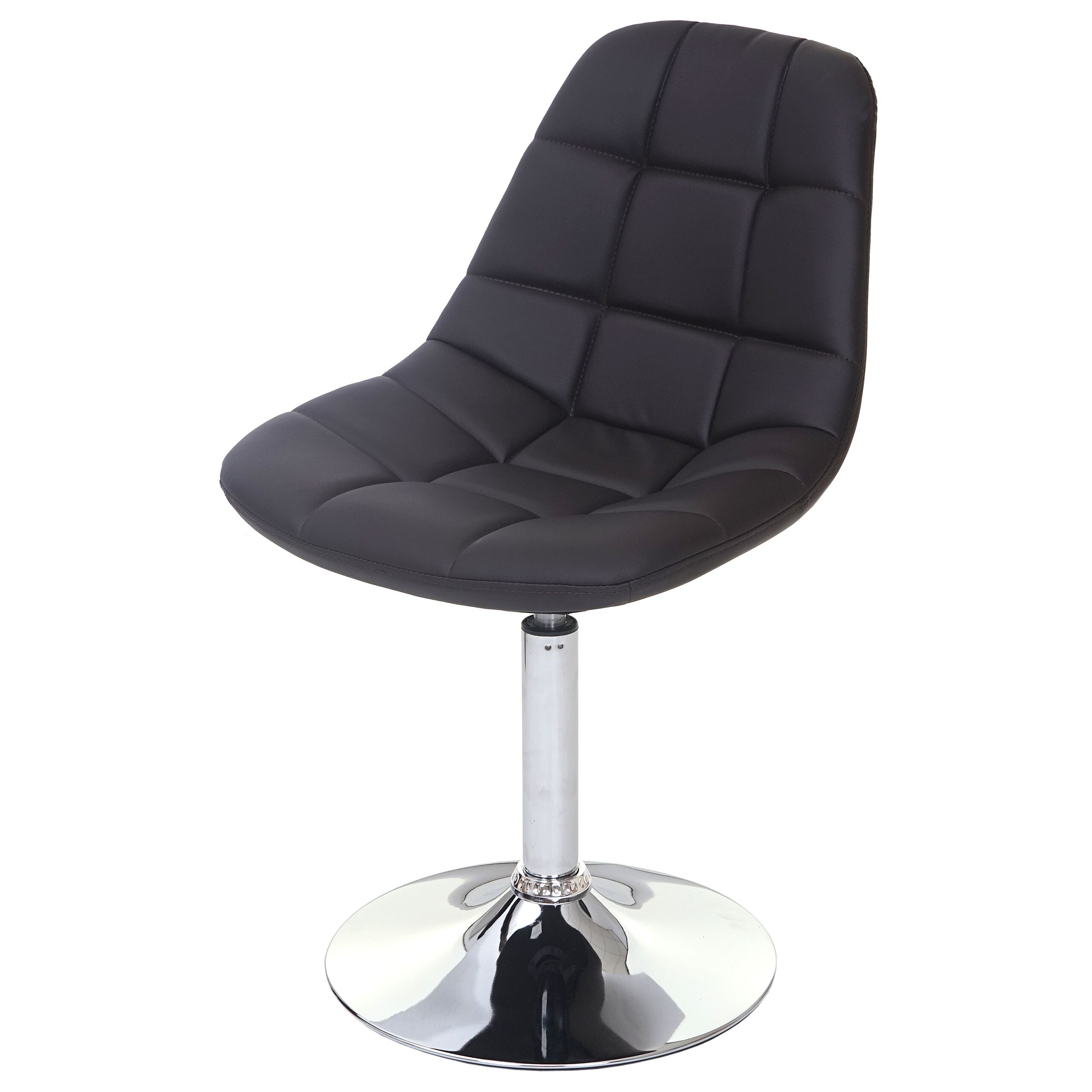 2er-Set Esszimmerstuhl MCW-A60, Stuhl Drehstuhl, Chrom ~ Kunstleder braun