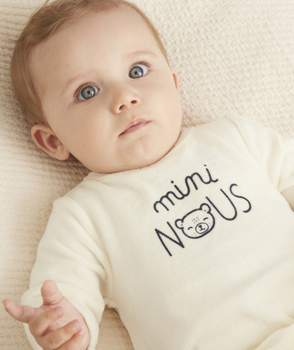 LE DORS BIEN BLANC EN COTON BIOLOGIQUE AVEC MESSAGE BÉBÉ