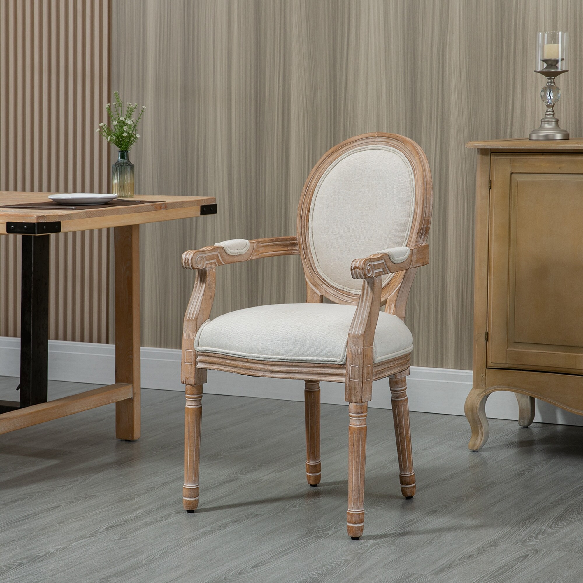 HOMCOM Esszimmerstuhl im Antik-Design weiß 56L x 54B x 96H cm