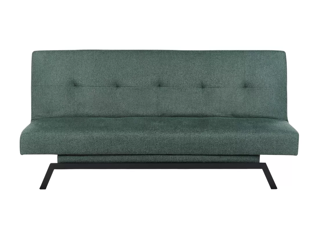 Canapé convertible 3 places en tissu vert LEEDS