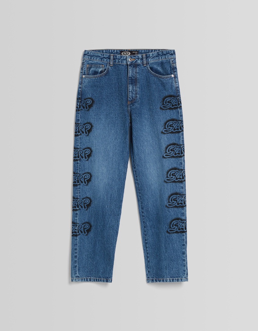 Calça jeans de perna larga BERSHKA ft. BIZARRAP