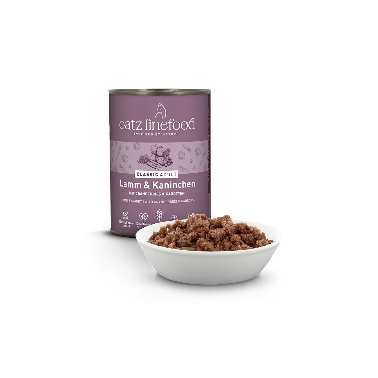 Catz finefood Nassfutter Katze Classic Adult Kaninchen und Lamm 6x400 g