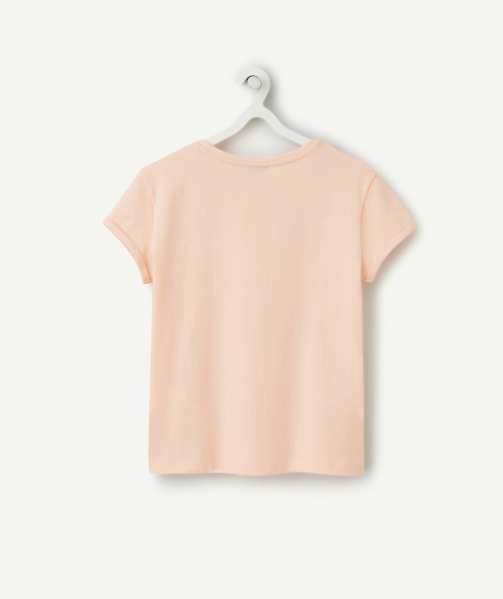 t-shirt manches courtes fille en coton bio rose message arizona