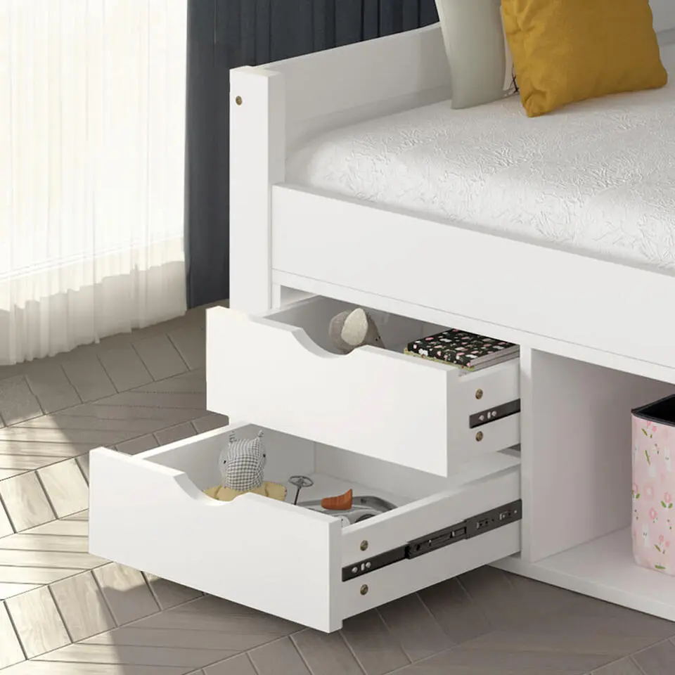 HOME DELUXE COSMOS kinderbed met lades en matras - 90 x 200 cm wit
