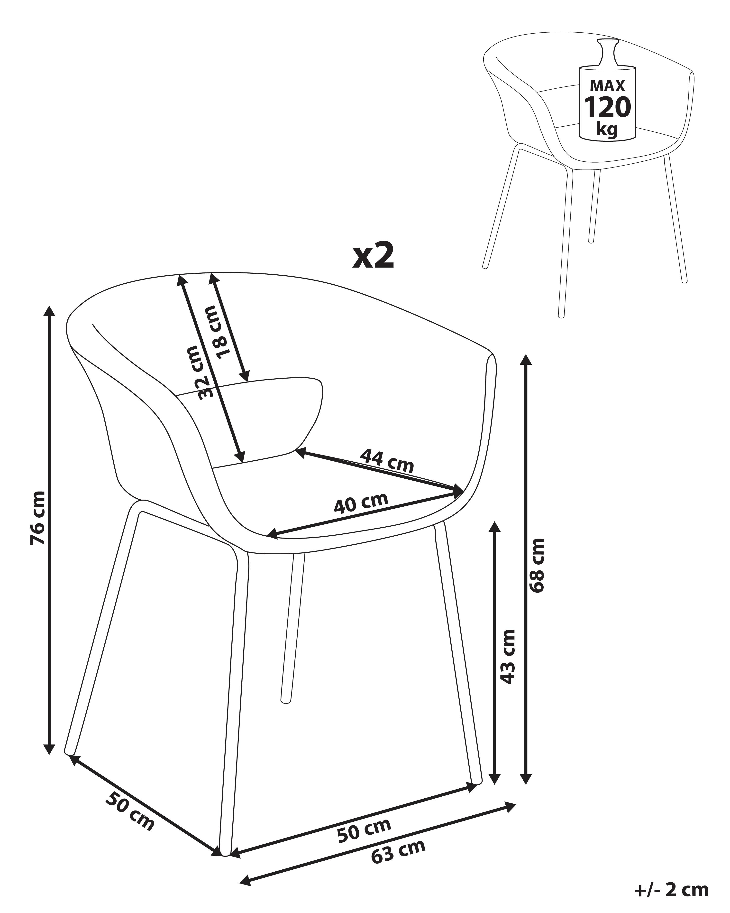 Set van 2 eetkamerstoelen ELMA Bouclé Taupe
