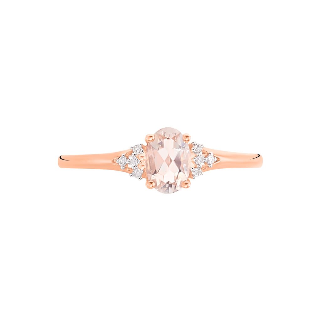 Bague Urbaine Or Rose Morganite Et Oxyde De Zirconium