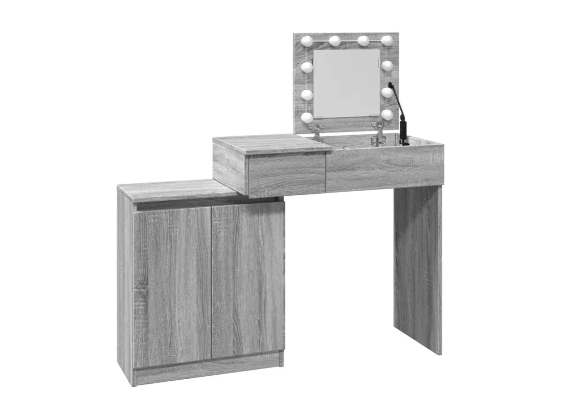 Coiffeuse avec LED sonoma gris 115x37x110,5 cm