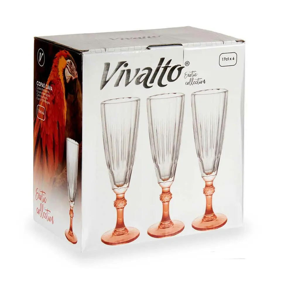 Vivalto - Champagneglazen Exotic Collection 6x oranje voet 170ml