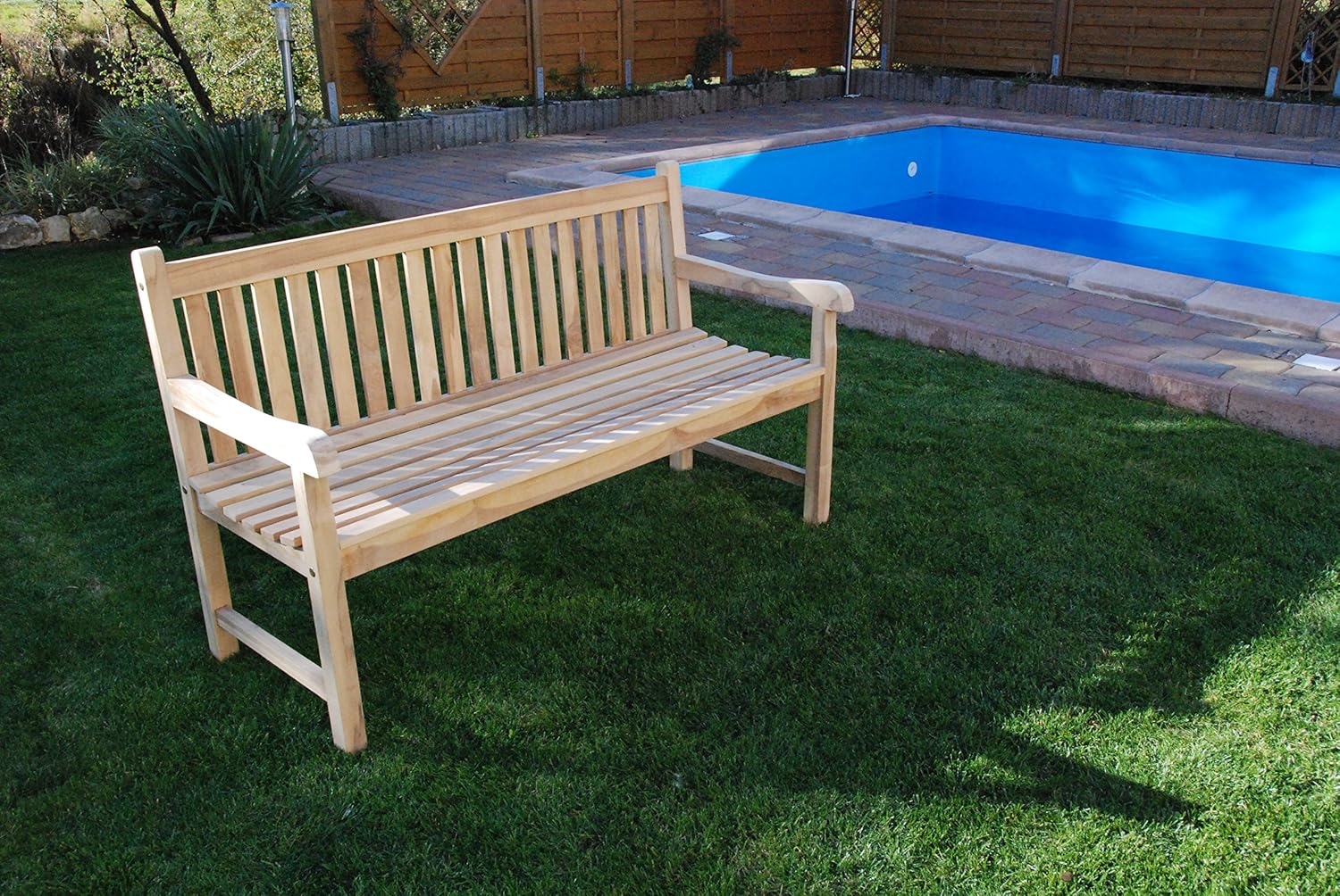 SAM 3-Sitzer Gartenbank Caracas, 150 cm, Teak-Holz, Massive Holzbank, ideal für den Balkon oder Garten braun