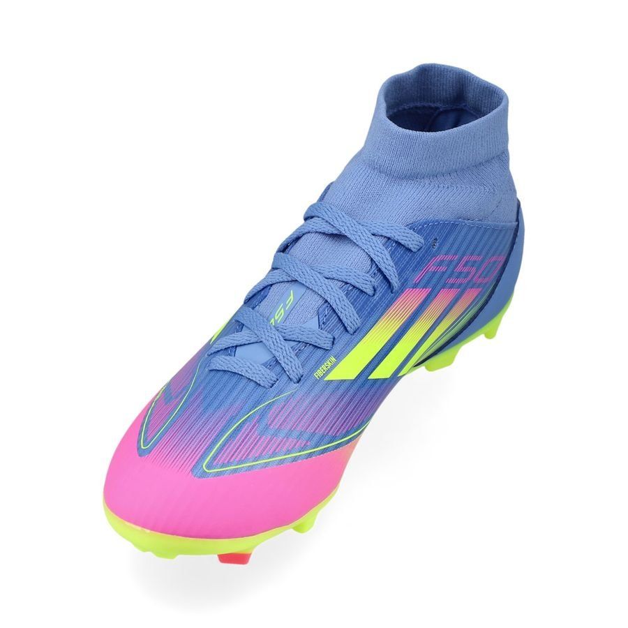 adidas F50 League Mid FG/AG Celestial Victory - Blue Fusion/Lucid Lemon/Lucid Pink Enfant