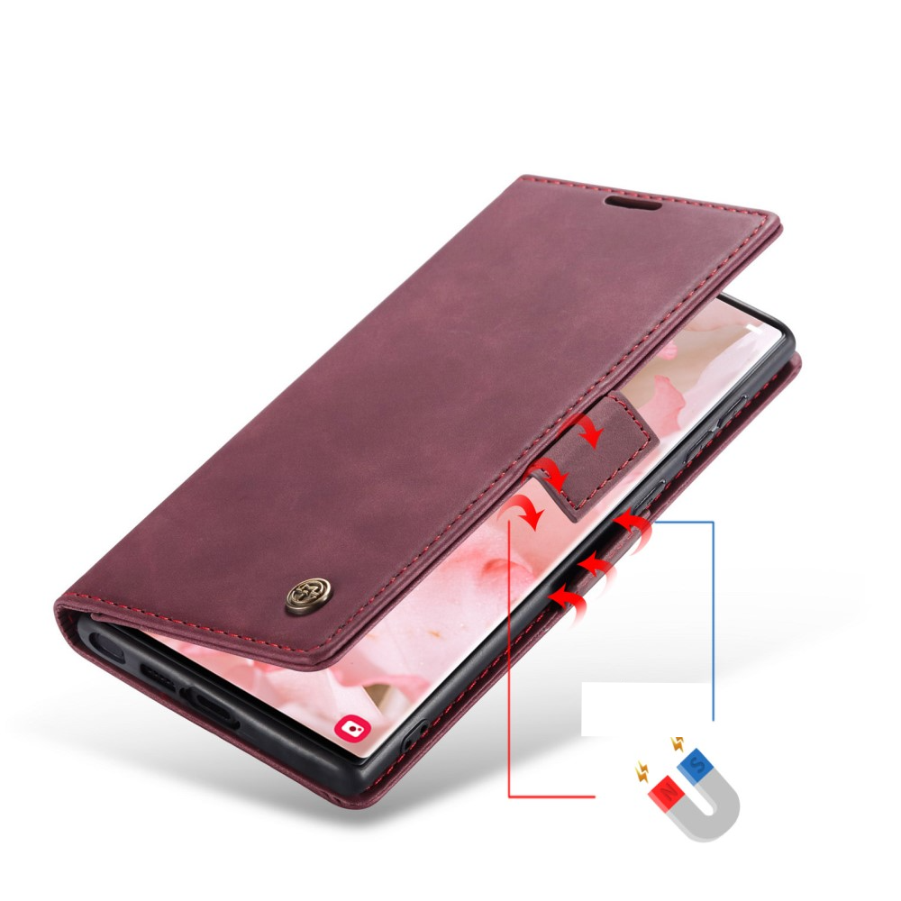 Samsung Galaxy S23 Ultra 5G Leder Tasche Flip Wallet Etui mit Kartenfächern - Rot