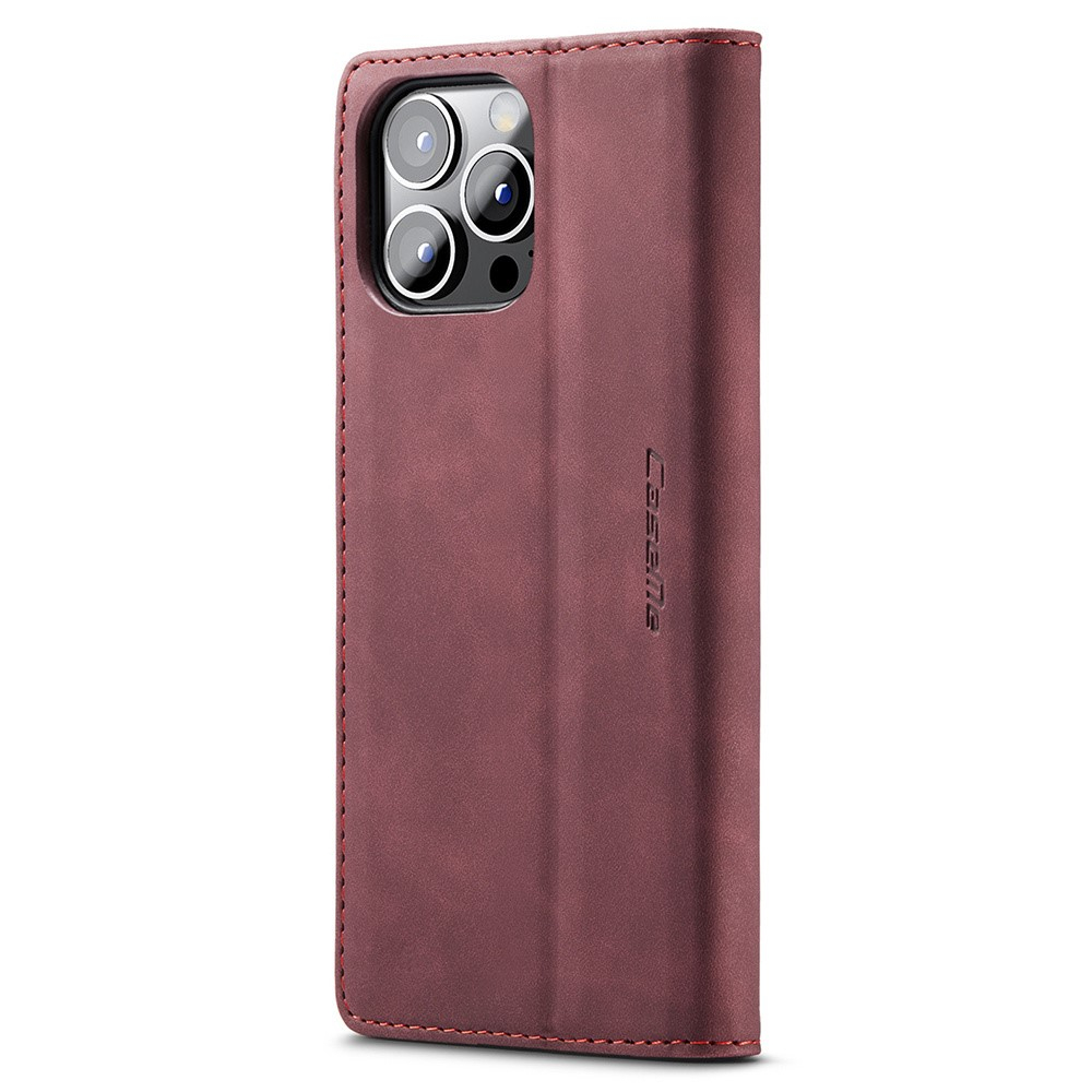 iPhone 15 Pro Leder Tasche Flip Wallet Etui mit Kartenfächern - Rot