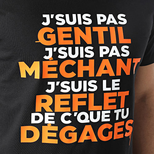 Tee Shirt Gentil Méchant Noir Orange