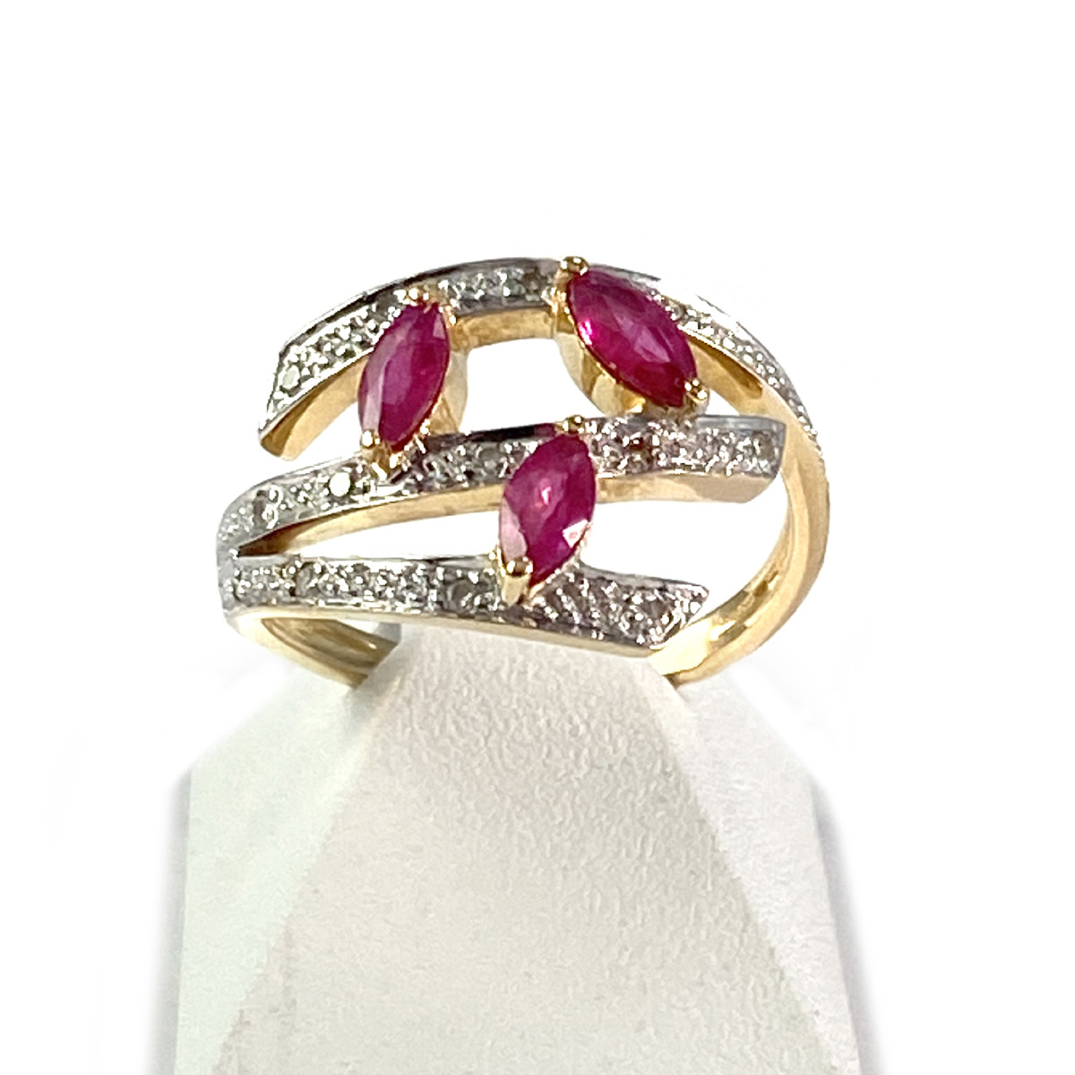 Bague d'occasion or 750 2 tons diamants rubis