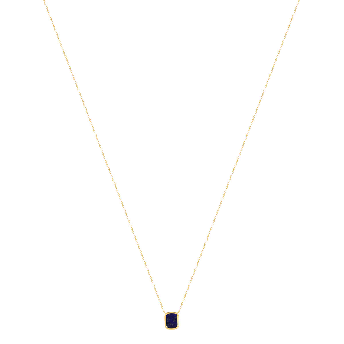 Collier or 750 jaune lapis lazuli rectangulaire 45 cm