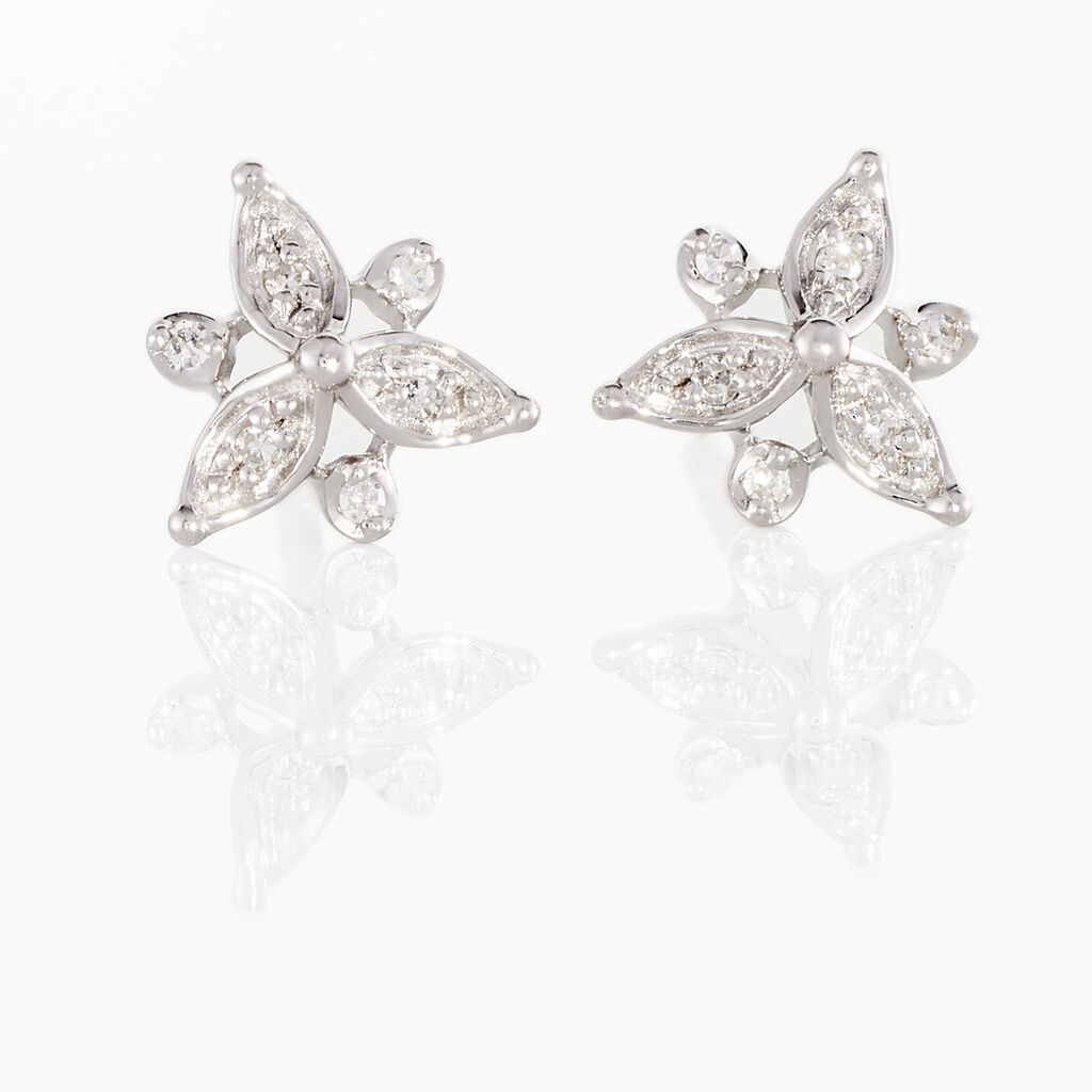 Boucles D'oreilles Puces Arsena Or Blanc Diamant