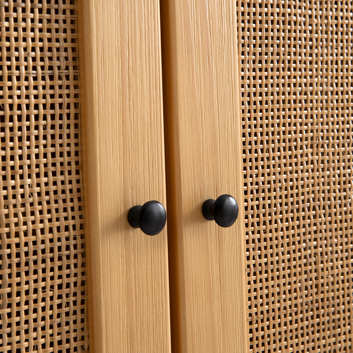 LA REDOUTE INTERIEURS<br>Armário com 2 portas em pinho maciço e rattan, Gabin