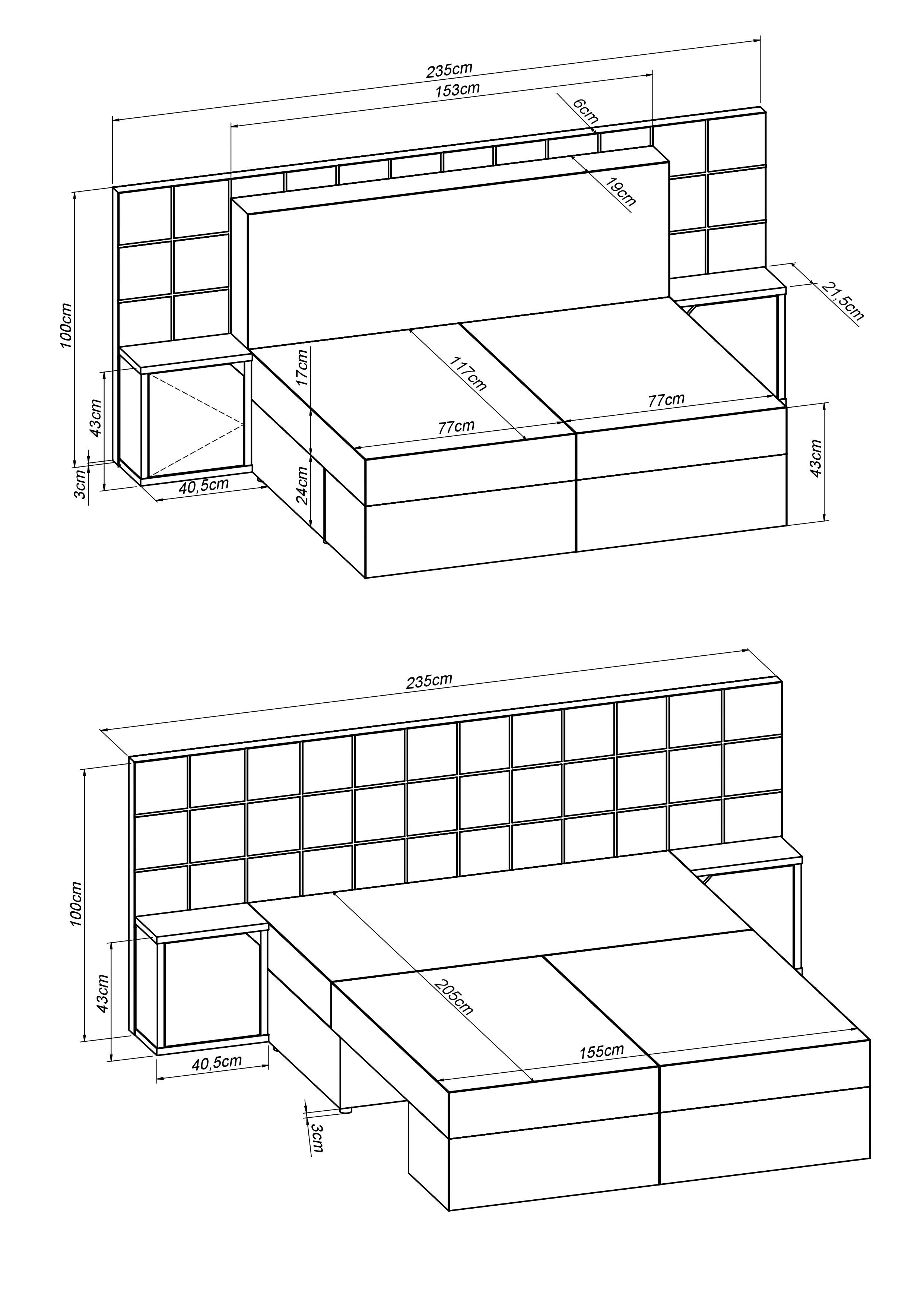 VICCO Schlafsofa mit Bettfunktion 235 x 105 cm Grau Dreisitzer Couch Taschenfederkern Schlafcouch