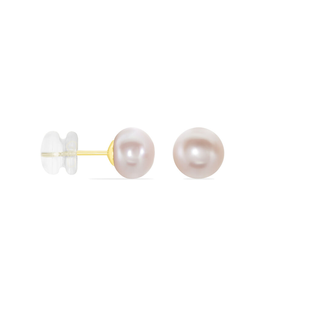 Boucles D'oreilles Puces Ursulina Or Jaune Perle De Culture