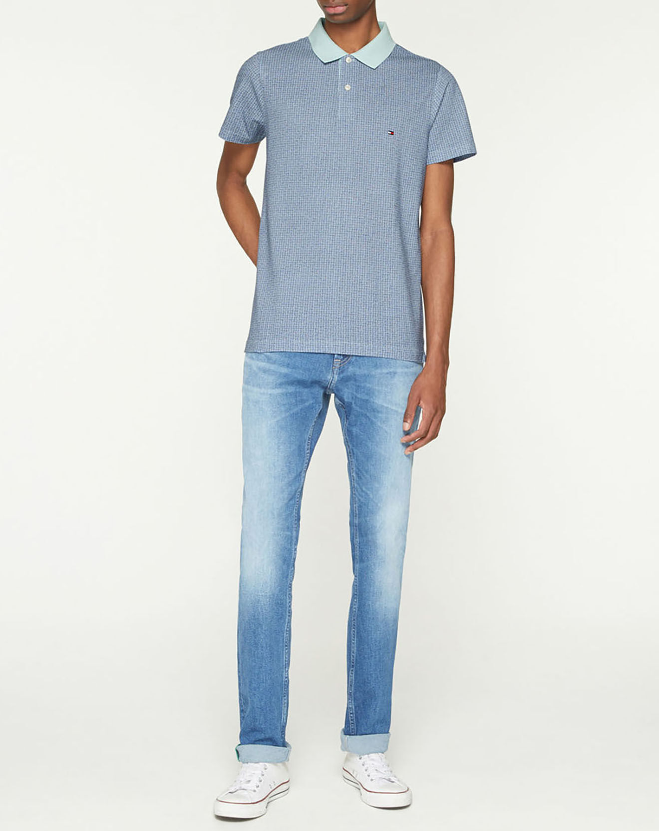Tommy Hilfiger Polo slim fit imprimé fantaisie bleu moyen