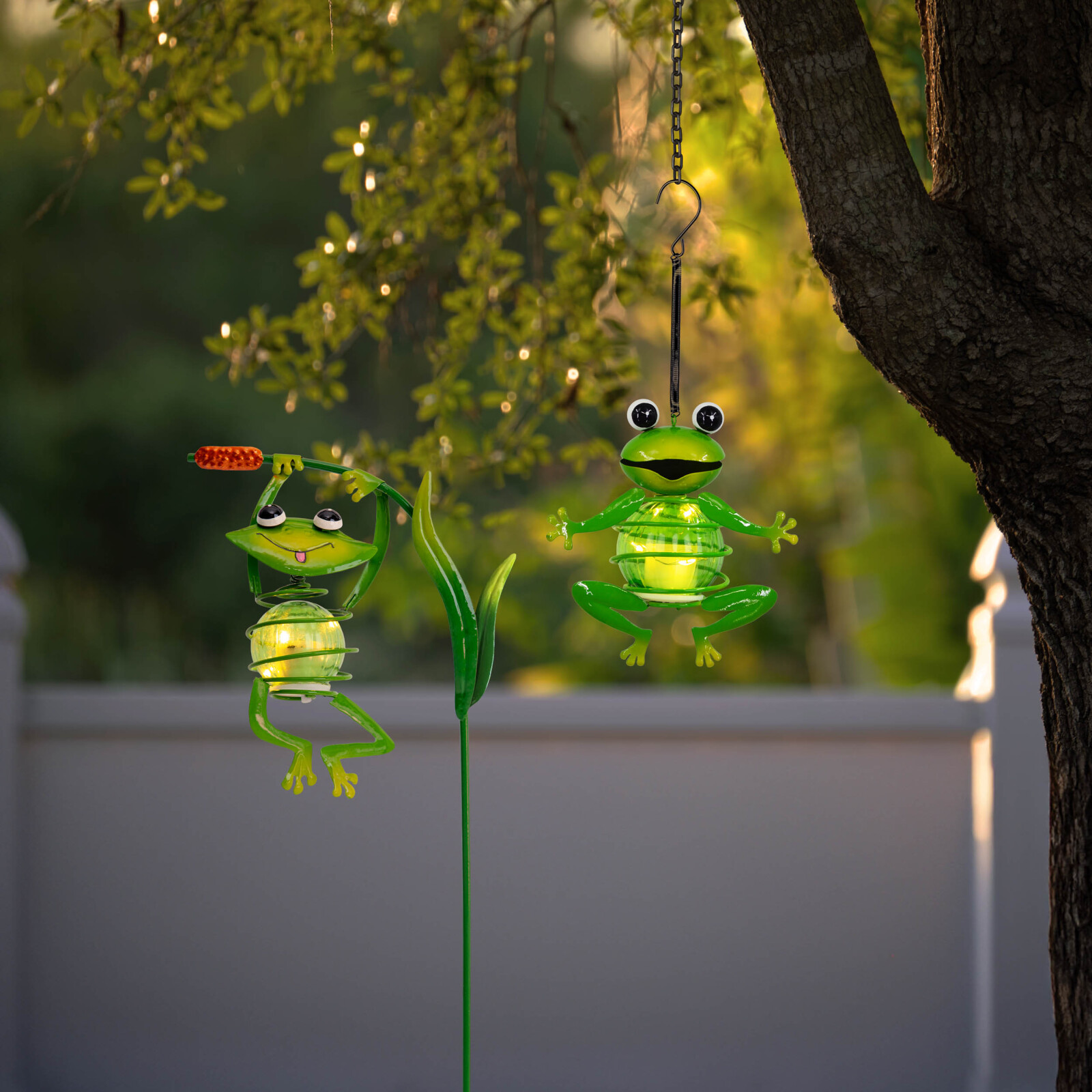 2er-Set LED-Deko-Solarleuchte FROSCH - grün