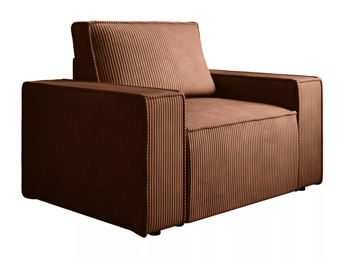 Fauteuil en velours côtelé terracotta foncé AMELIA