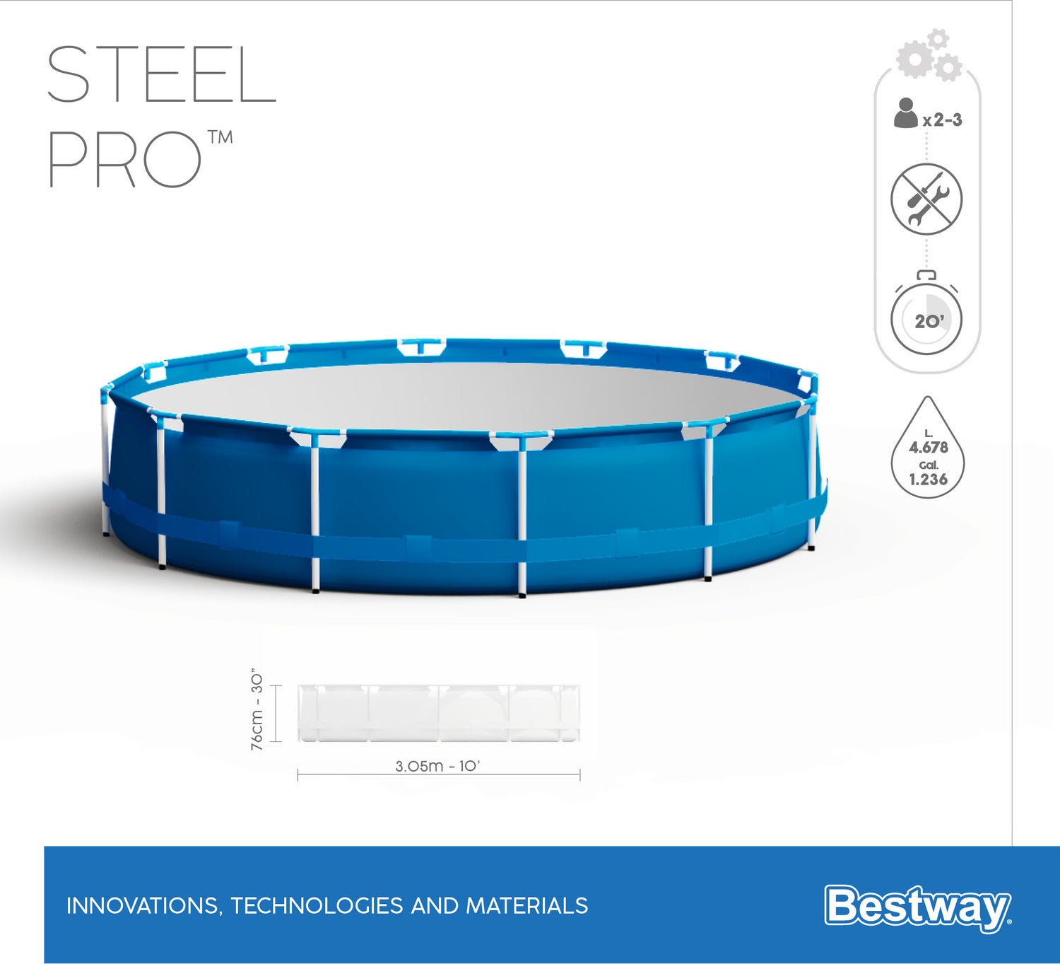 Bestway frame zwembad Steel Pro met pomp D 305 H 76 cm
