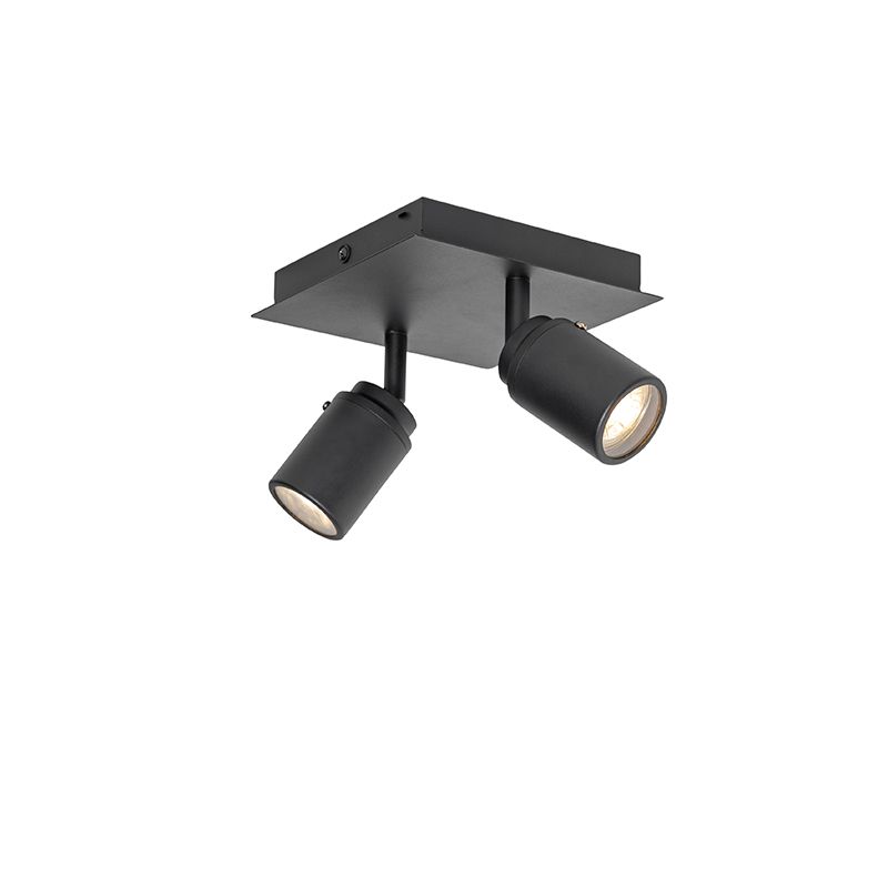Moderne badkamer spot zwart vierkant 2-lichts IP44 - Ducha