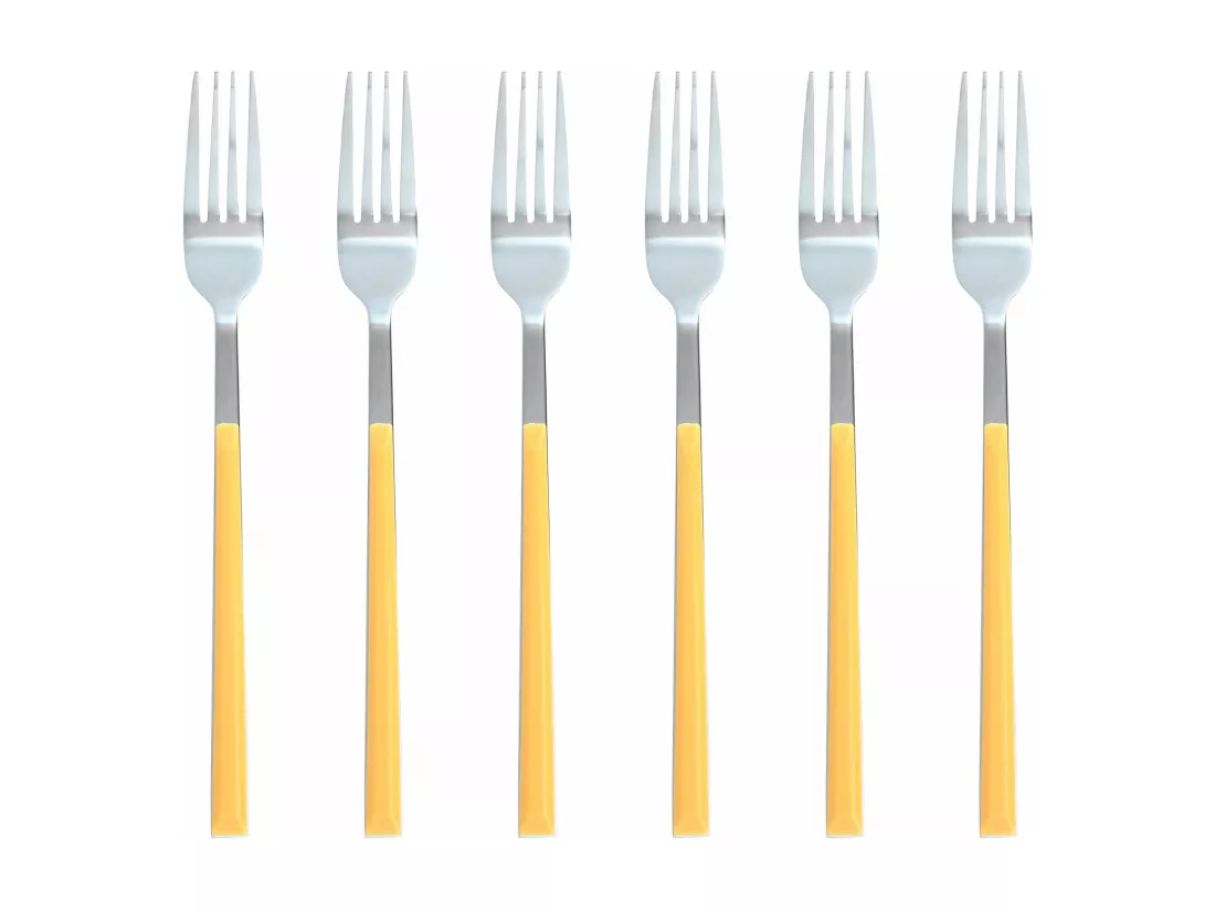 Novastyl - Lot 6 Fourchettes De Table Colorama 21cm En Acier Inoxydable Safran