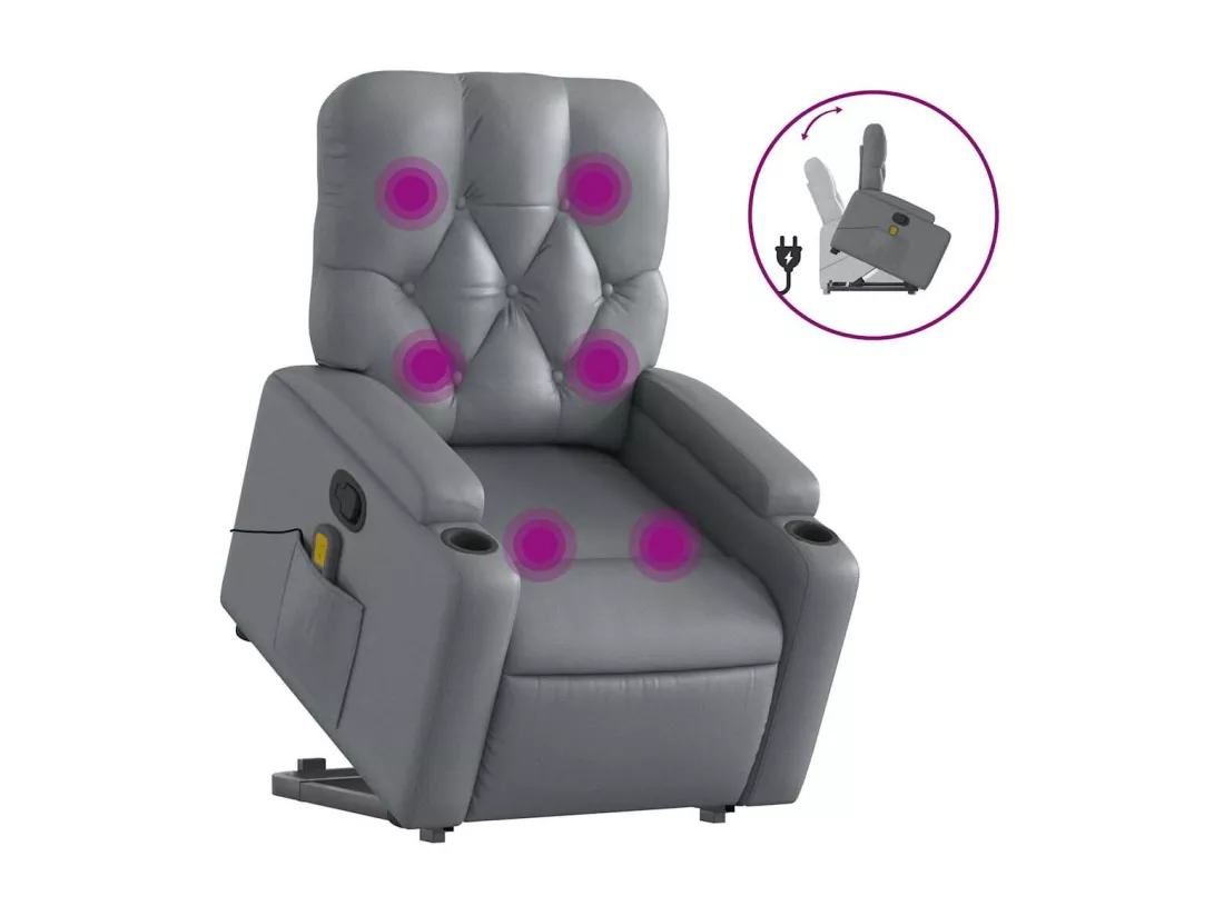 Fauteuil inclinable massant Gris Similicuir