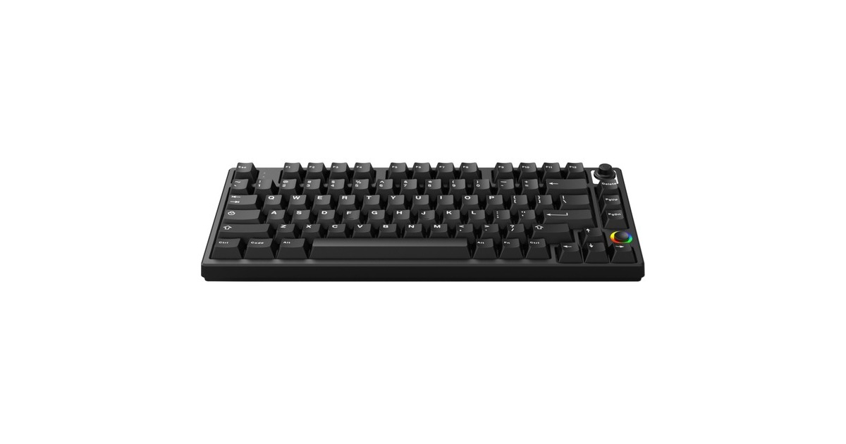 HelloGanssHS75T Black, toetsenbord  (Zwart, US lay-out, Cherry MX Brown, 75%, RGB leds, PBT Doubleshot keycaps, hot swap, 2,4 GHz / Bluetooth / USB-C)