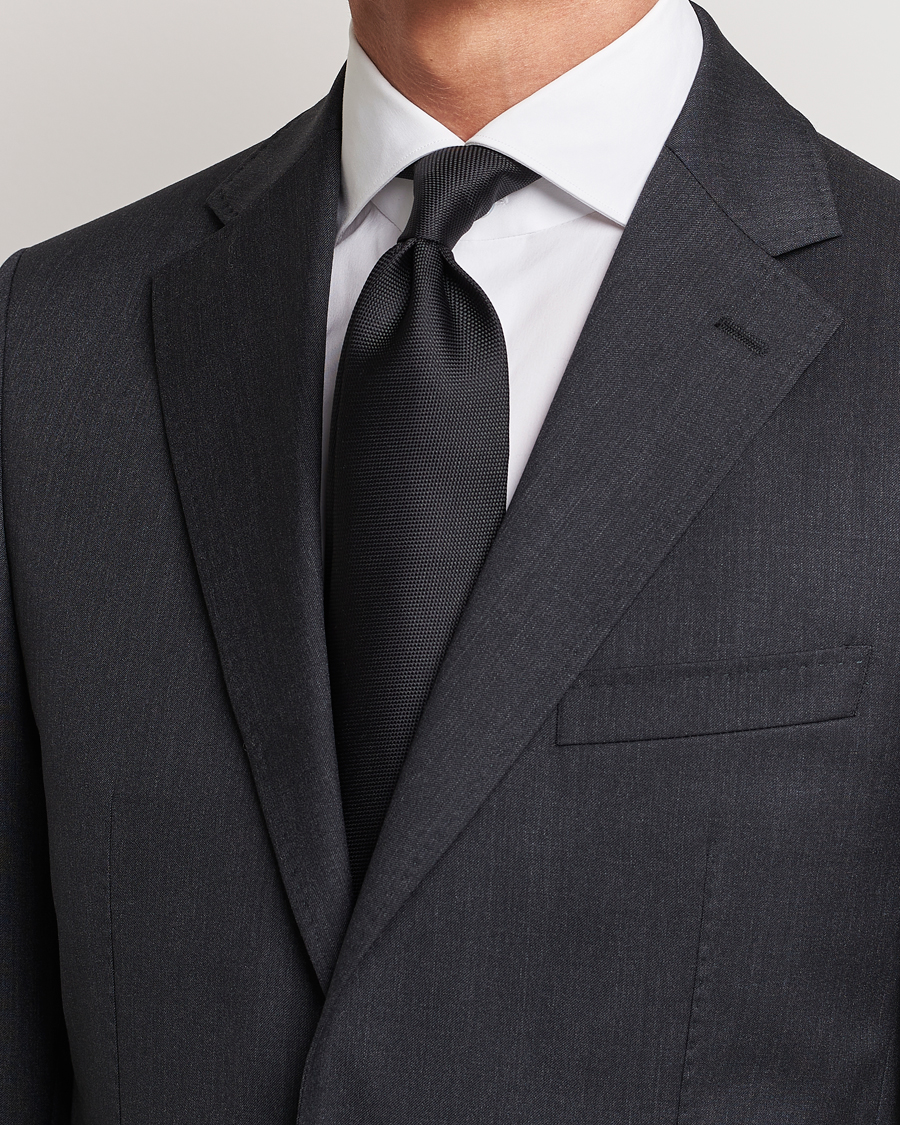 Eton Silk Basket Weave Tie Faded Black
