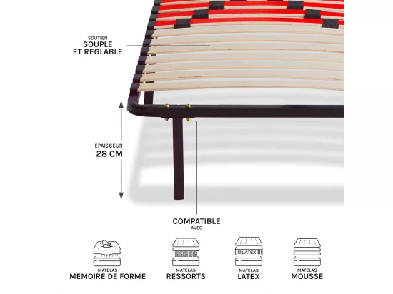 Kit cadre à lattes - 180 x 200 cm - Morphologique Zones de Confort