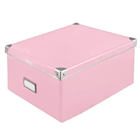 Idena Box pink FSC-Rec mit Deckel, 36 x 28 x 17 cm