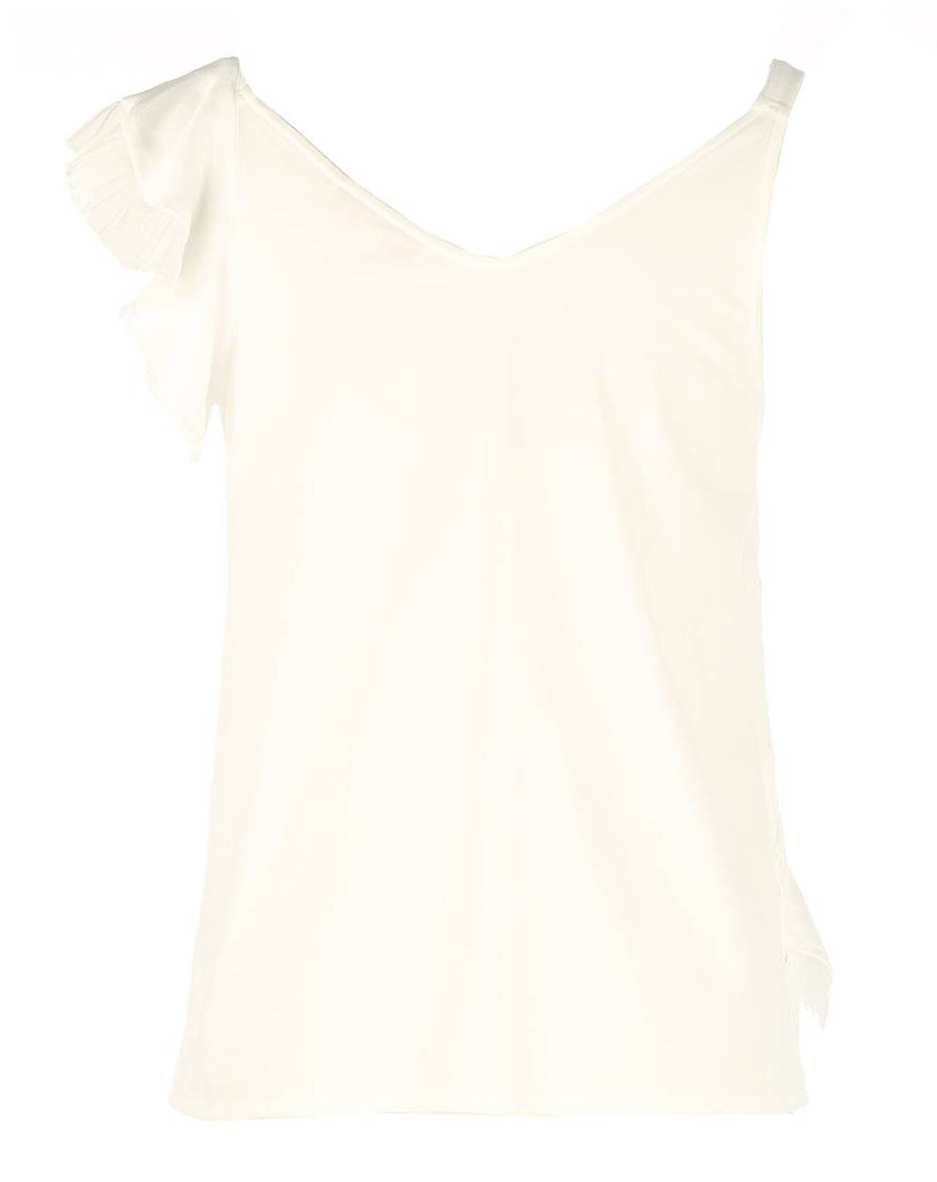 Derhy Top Naples manches asymétrique en dentelle blanc