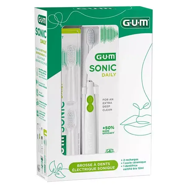 Conjunto de escova de dentes GUM® SONIC DAILY WHITE