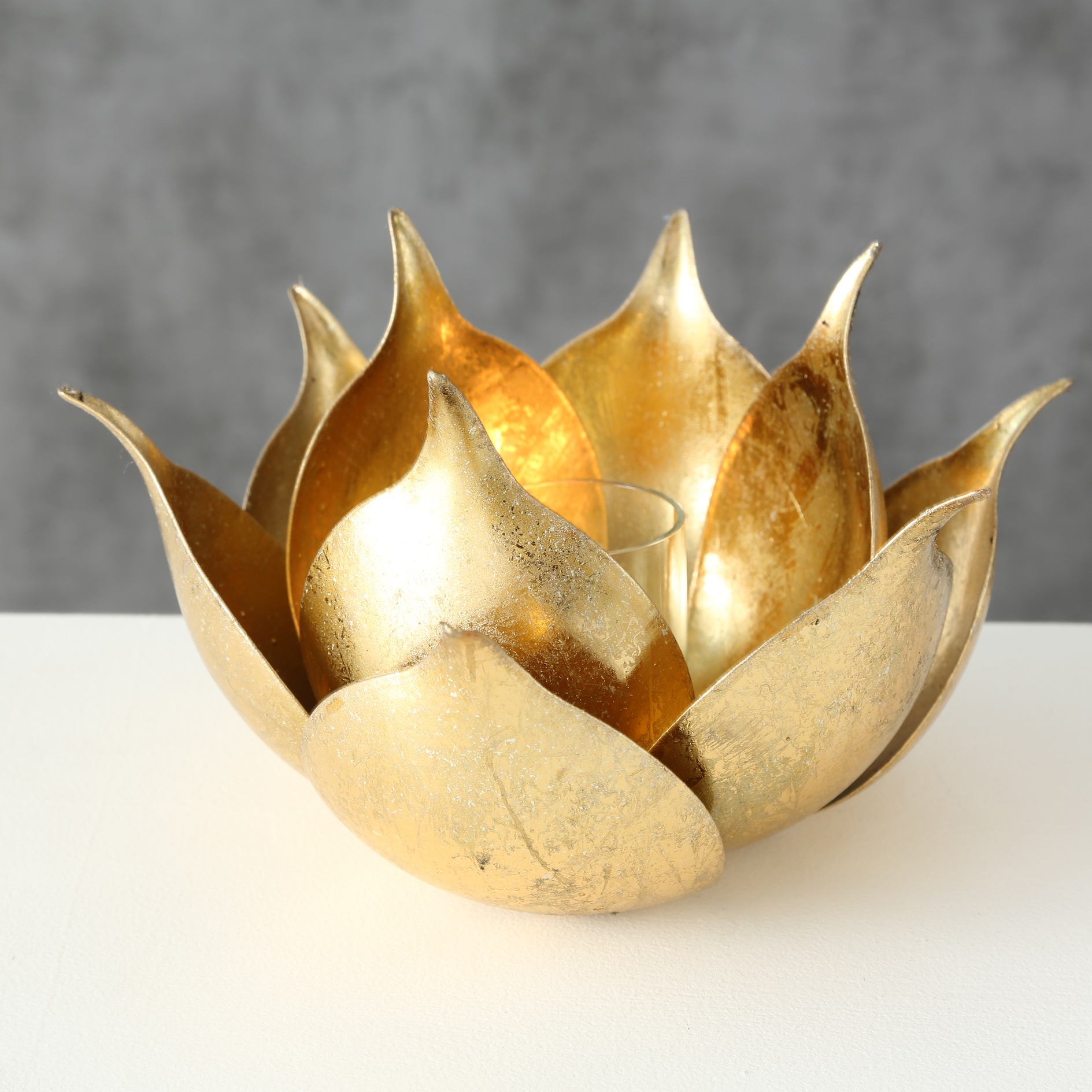 Windlicht - gold - Blumenform - Ø 20 cm