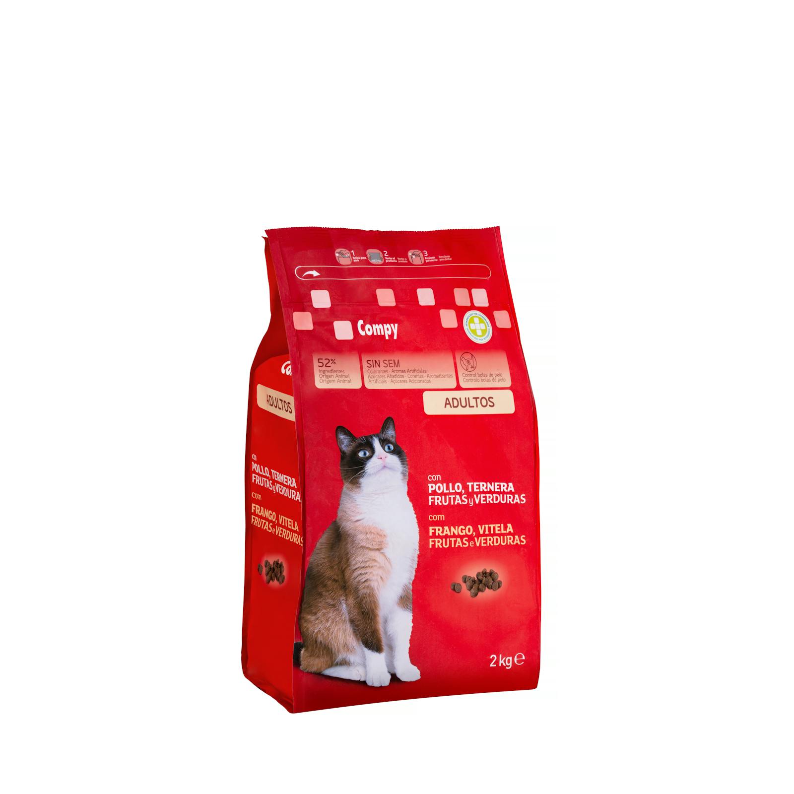 Nourriture pour chat adulte Compy au poulet, bœuf, fruits et légumes