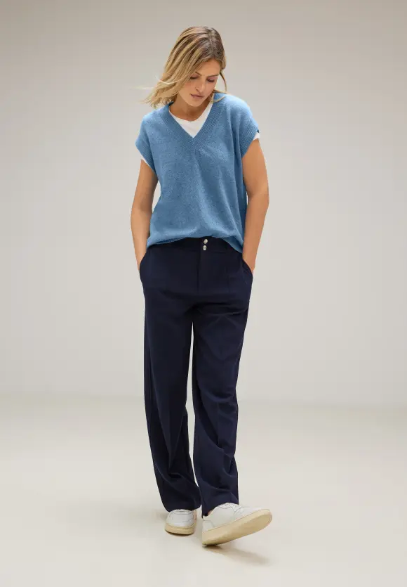 V-Ausschnitt Pullunder - satin blue melange